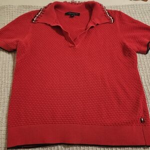 Tommy Hilfiger Vibrant Red Textured Knit Top - Size M